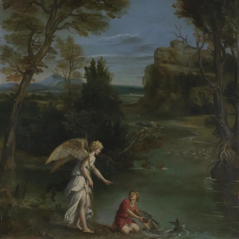 Landscape with Tobias laying hold of the Fish