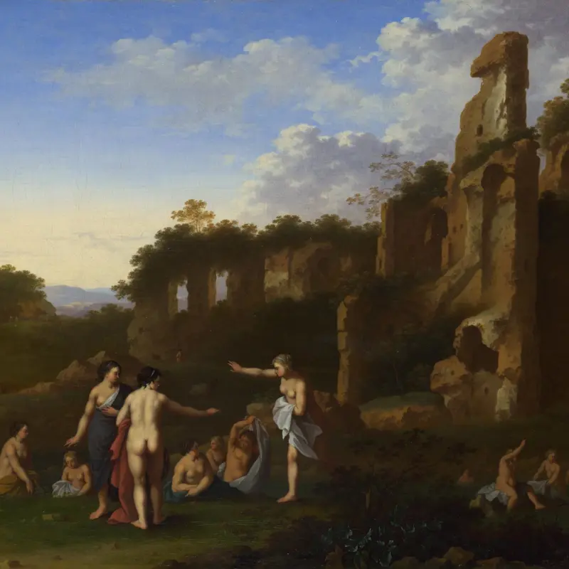 Women bathing in a Landscape