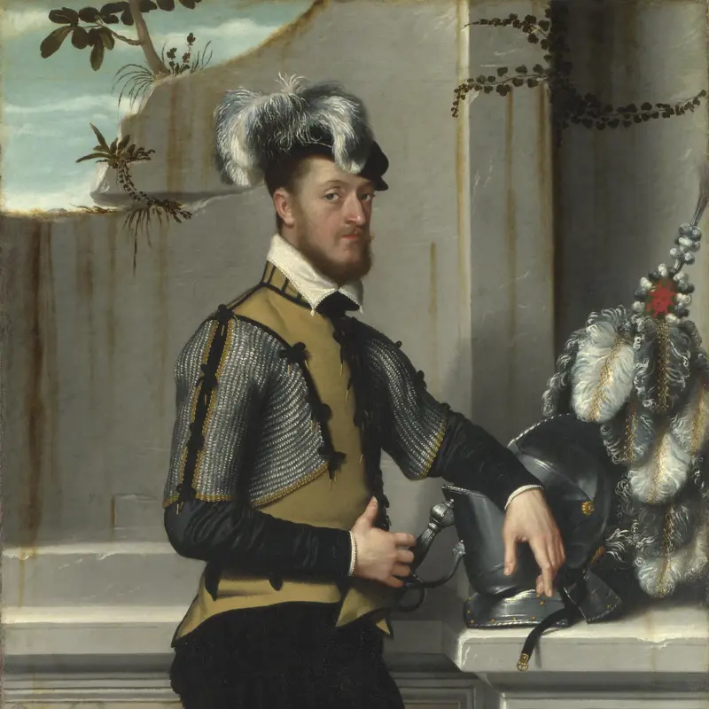 A Knight with his Jousting Helmet