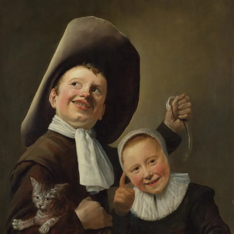 A Boy and a Girl with a Cat and an Eel